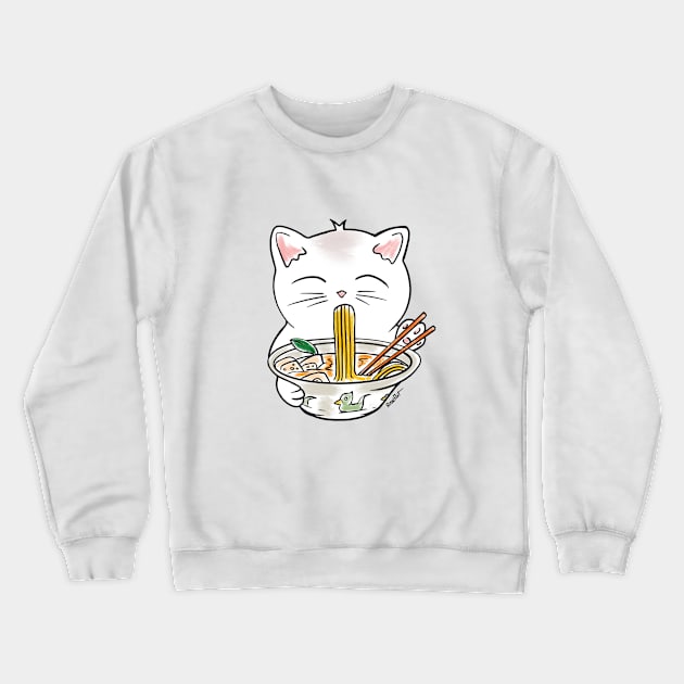 Cat eating a soup Crewneck Sweatshirt by Rain Ant